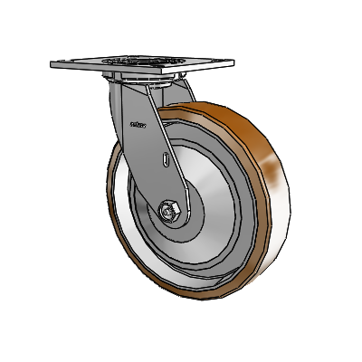 4 Series 2 Inch Wide Top Plate Swivel Caster with 8 x 2 Moldon Nylon (Aluminum Core) Wheel