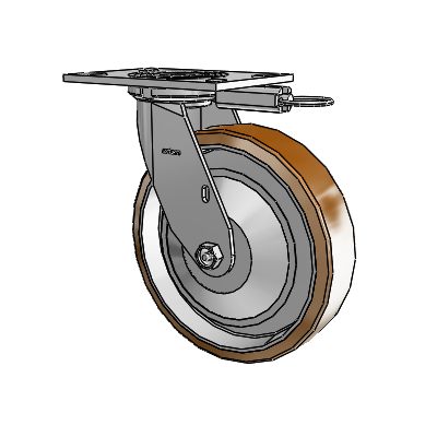 4 Series 2 Inch Wide Top Plate Swivel Caster with 8 x 2 Moldon Nylon (Aluminum Core) Wheel