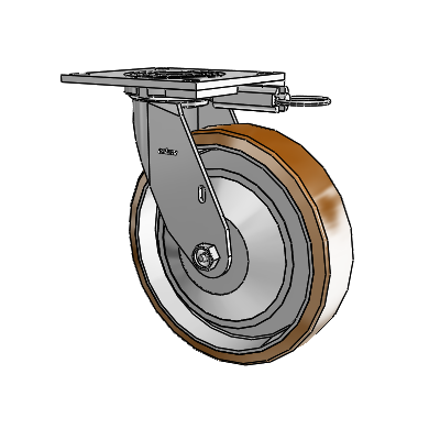 4 Series 2 Inch Wide Top Plate Swivel Caster with 8 x 2 Moldon Nylon (Aluminum Core) Wheel