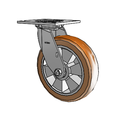 4 Series 2 Inch Wide Top Plate Swivel Caster with 8 x 2 Triumph (Crown/Brown) Wheel