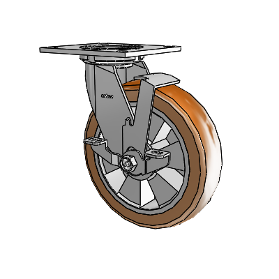 4 Series 2 Inch Wide Top Plate Swivel Caster with 8 x 2 Triumph (Crown/Brown) Wheel and Top Lock Brake