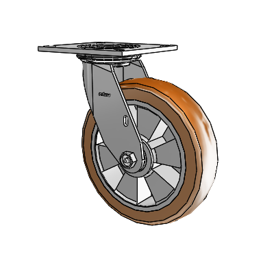 4 Series 2 Inch Wide Top Plate Swivel Caster with 8 x 2 Triumph (Crown/Brown) Wheel