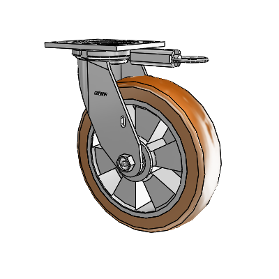 4 Series 2 Inch Wide Top Plate Swivel Caster with 8 x 2 Triumph (Crown/Brown) Wheel