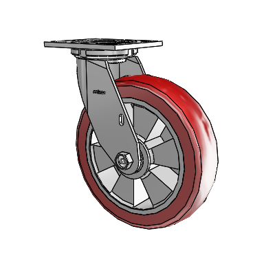 4 Series 2 Inch Wide Top Plate Swivel Caster with 8 x 2 Triumph (Crown/Red) Wheel