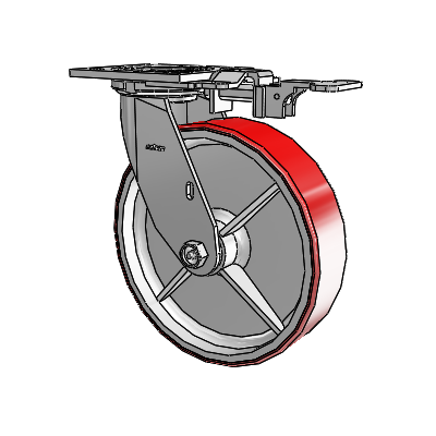 4 Series 2 Inch Wide Top Plate Swivel Caster with 8 x 2 Moldon Polyurethane (Cast Iron Core) Wheel