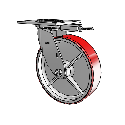 4 Series 2 Inch Wide Top Plate Swivel Caster with 8 x 2 Moldon Polyurethane (Cast Iron Core) Wheel