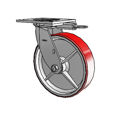 4 Series 2 Inch Wide Top Plate Swivel Caster with 8 x 2 Moldon Polyurethane (Cast Iron Core) Wheel