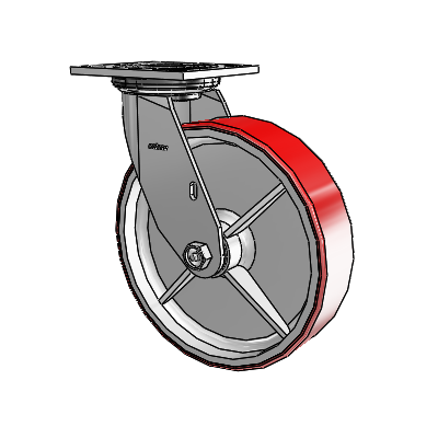 4 Series 2 Inch Wide Top Plate Swivel Caster with 8 x 2 Moldon Polyurethane (Cast Iron Core) Wheel