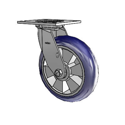 4 Series 2 Inch Wide Top Plate Swivel Caster with 8 x 2 Triumph (Round/Blue) Wheel