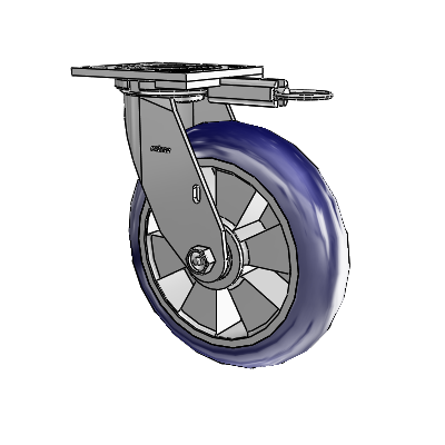 4 Series 2 Inch Wide Top Plate Swivel Caster with 8 x 2 Triumph (Round/Blue) Wheel