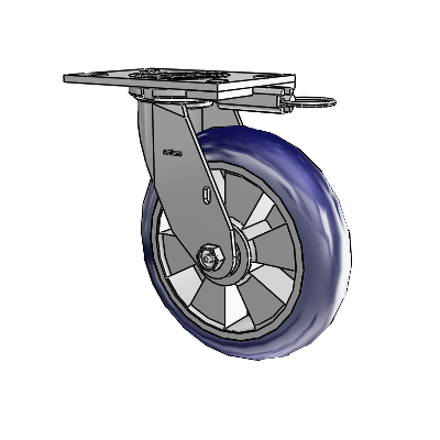 4 Series 2 Inch Wide Top Plate Swivel Caster with 8 x 2 Triumph (Round/Blue) Wheel