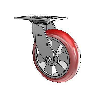 4 Series 2 Inch Wide Top Plate Swivel Caster with 8 x 2 Triumph (Round/Red) Wheel