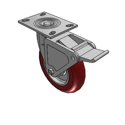 4 Series 2 Inch Wide Top Plate Swivel Caster with 8 x 2 CG Max Maroon Wheel and Tech Lock Brake