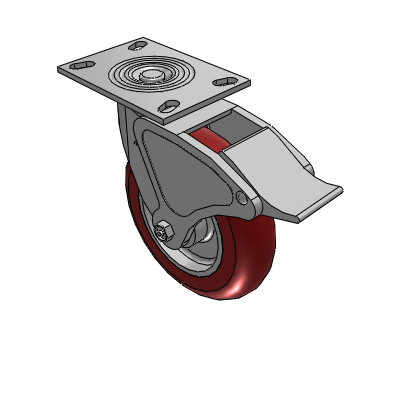 4 Series 2 Inch Wide Top Plate Swivel Caster with 8 x 2 CG Max Maroon Wheel and Total Lock Brake