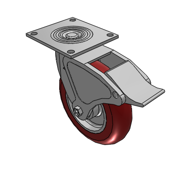 4 Series 2 Inch Wide Top Plate Swivel Caster with 8 x 2 CG Max Maroon Wheel and Total Lock Brake