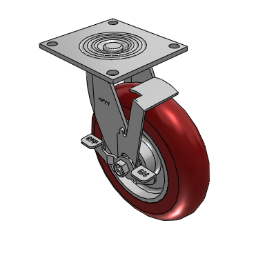4 Series 2 Inch Wide Top Plate Swivel Caster with 8 x 2 CG Max Maroon Wheel and Top Lock Brake