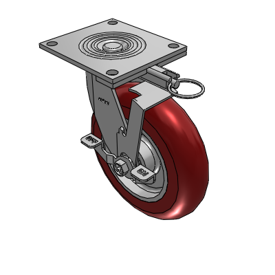 4 Series 2 Inch Wide Top Plate Swivel Caster with 8 x 2 CG Max Maroon Wheel and Top Lock Brake