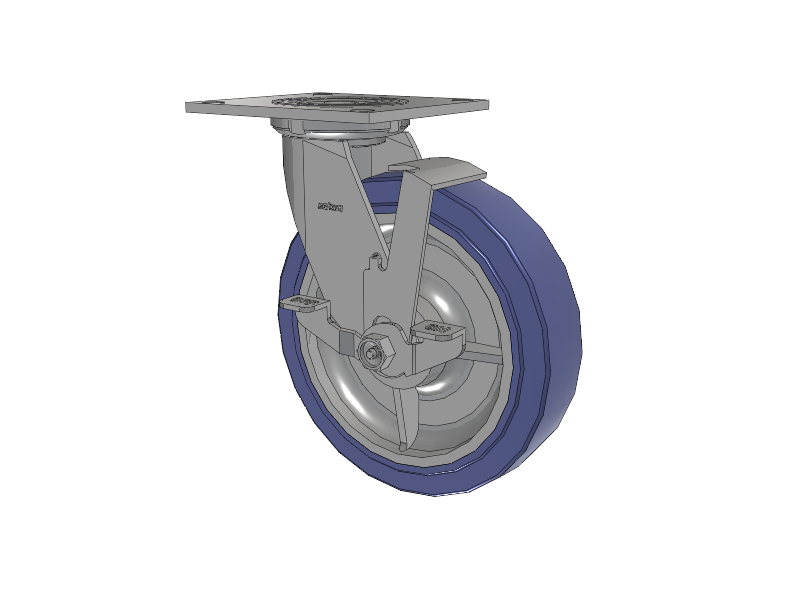 4 Series 2 Inch Wide Top Plate Swivel Caster with 8 x 2 HydroTech (Flat) Wheel and Top Lock Brake