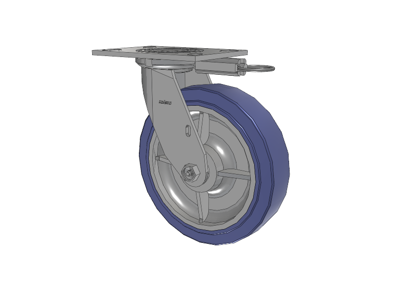 4 Series 2 Inch Wide Top Plate Swivel Caster with 8 x 2 HydroTech (Flat) Wheel