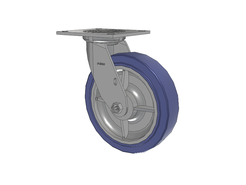 4 Series 2 Inch Wide Top Plate Swivel Caster with 8 x 2 HydroTech (Flat) Wheel