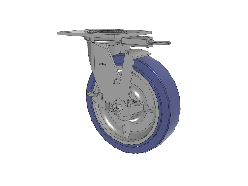4 Series 2 Inch Wide Top Plate Swivel Caster with 8 x 2 HydroTech (Flat) Wheel and Top Lock Brake