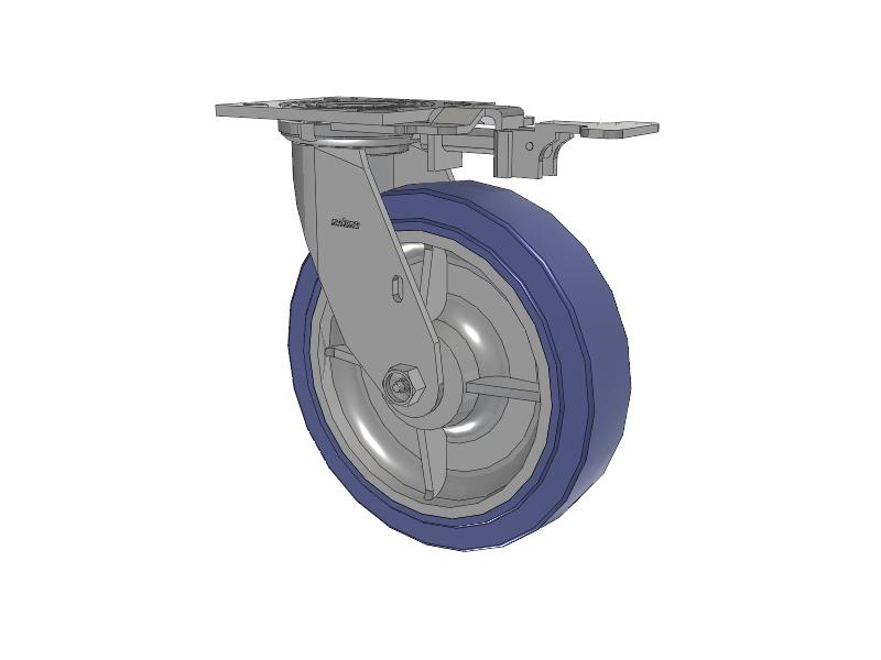 4 Series 2 Inch Wide Top Plate Swivel Caster with 8 x 2 HydroTech (Flat) Wheel