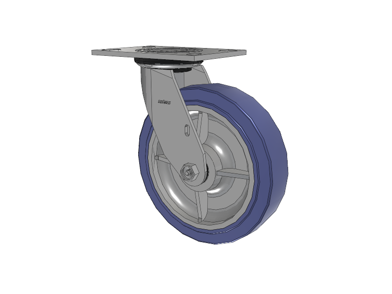 4 Series 2 Inch Wide Top Plate Swivel Caster with 8 x 2 HydroTech (Flat) Wheel