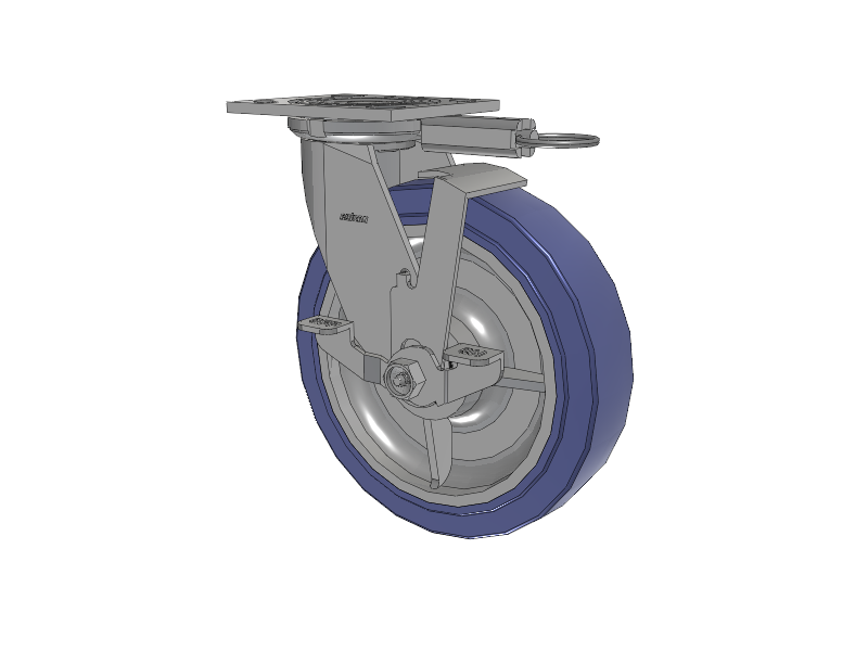 4 Series 2 Inch Wide Top Plate Swivel Caster with 8 x 2 HydroTech (Flat) Wheel and Top Lock Brake