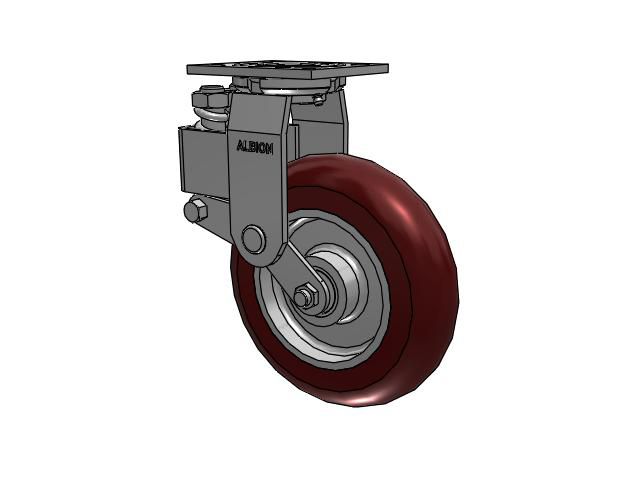 40 Series Top Plate Swivel Caster with 8 x 2 Maroon Tread on Aluminum Core AX - Round Polyurethane (Aluminum Core) Wheel