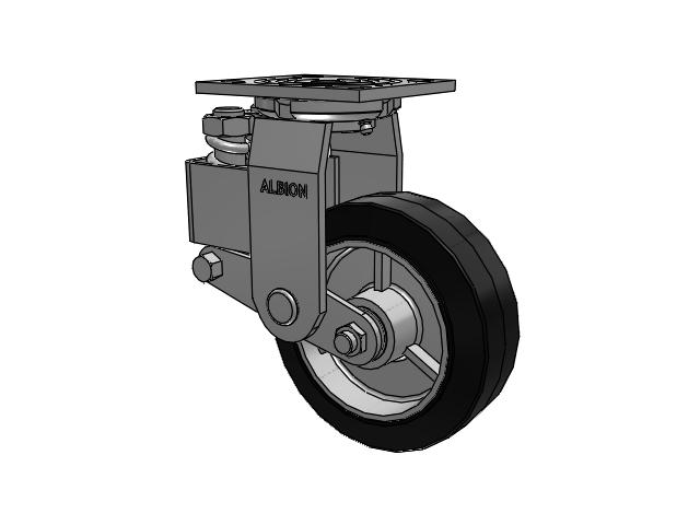 40 Series Top Plate Swivel Caster with 6 x 2 Black Tread on Aluminum Core MD - Moldon Rubber (Aluminum Core) Wheel