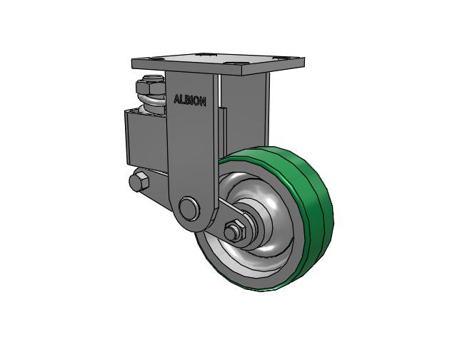 40 Series Top Plate Rigid Caster with 5 x 2 Green Tread on Aluminum Core PD - Polyurethane (Aluminum Core) Wheel