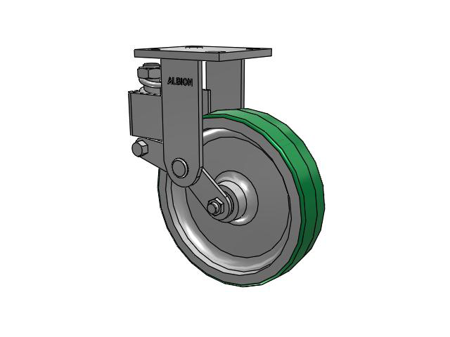40 Series Top Plate Rigid Caster with 8 x 2 Green Tread on Aluminum Core PD - Polyurethane (Aluminum Core) Wheel