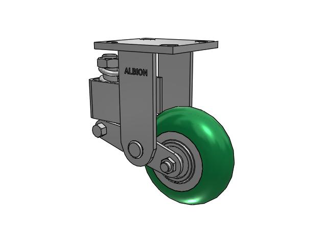 40 Series Top Plate Rigid Caster with 5 x 2 Green Tread on Aluminum Core PM - Round Polyurethane (Aluminum Core) Wheel