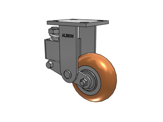 40 Series Top Plate Rigid Caster with 5 x 2 Green Tread on Aluminum Core PM - Round Polyurethane (Aluminum Core) Wheel