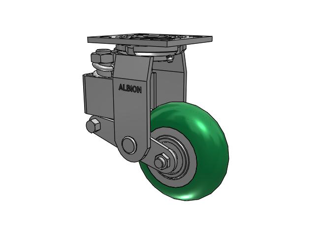 40 Series Top Plate Swivel Caster with 5 x 2 Green Tread on Aluminum Core PM - Round Polyurethane (Aluminum Core) Wheel