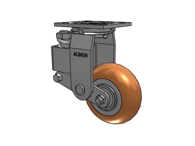 40 Series Top Plate Swivel Caster with 5 x 2 Green Tread on Aluminum Core PM - Round Polyurethane (Aluminum Core) Wheel