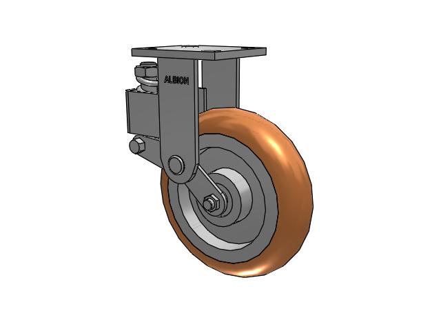 40 Series Top Plate Rigid Caster with 8 x 2 Green Tread on Aluminum Core PM - Round Polyurethane (Aluminum Core) Wheel