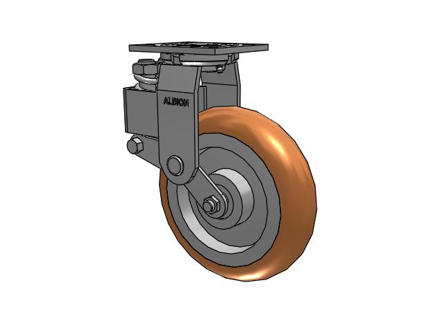 40 Series Top Plate Swivel Caster with 8 x 2 Green Tread on Aluminum Core PM - Round Polyurethane (Aluminum Core) Wheel