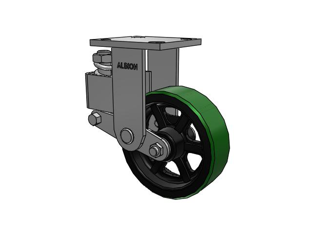 40 Series Top Plate Rigid Caster with 6 x 2 Green Tread on Black Cast Iron Core PY - Polyurethane (Cast Iron Core) Wheel