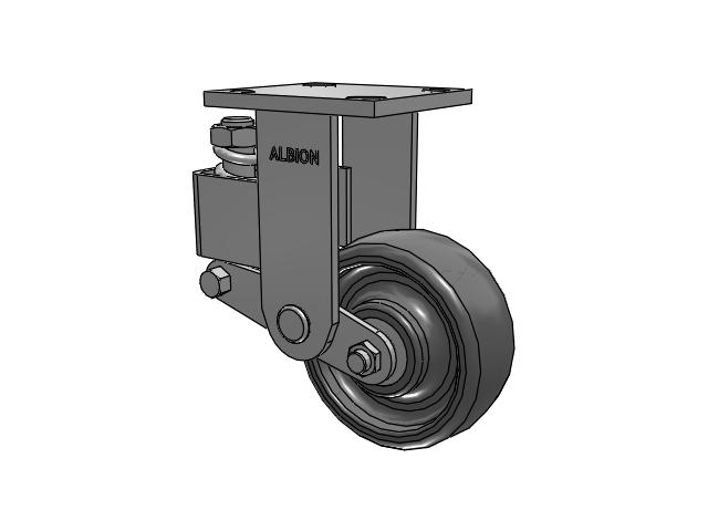 40 Series Top Plate Rigid Caster with 5 x 2 Grey Elastomer SE - Solid Elastomer Wheel