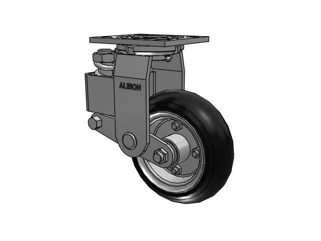 40 Series Top Plate Swivel Caster with 6 x 2 Black Tread on Zinc-plated Hub SZ - Semi-Pneumatic Monoprene (Black) Wheel