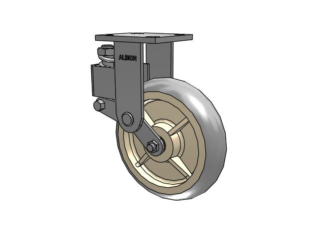 40 Series Top Plate Rigid Caster with 8 x 2 Grey Tread on Grey Core XR - X-tra Soft Rubber (Round) - Prevenz Antimicrobial Wheel