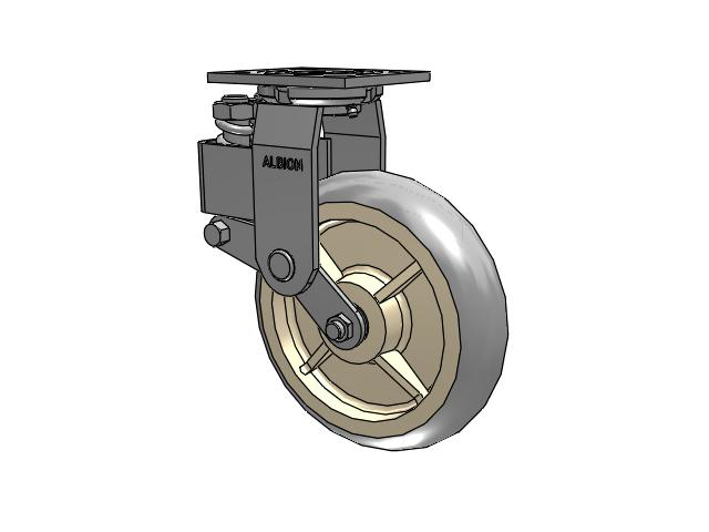 40 Series Top Plate Swivel Caster with 8 x 2 Grey Tread on Grey Core XR - X-tra Soft Rubber (Round) - Prevenz Antimicrobial Wheel