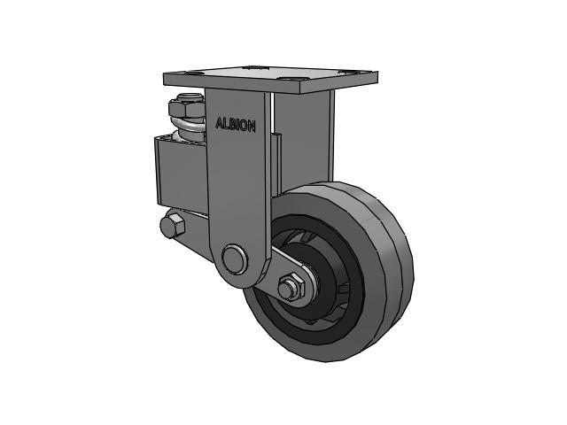 40 Series Top Plate Rigid Caster with 5 x 2 Grey Tread on Grey Core XS - Performa X-tra Soft Rubber (Flat) - Prevenz Antimicrobial Wheel