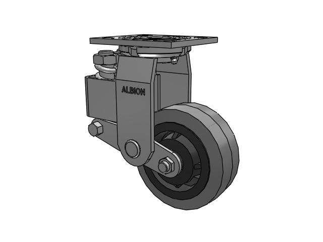 40 Series Top Plate Swivel Caster with 5 x 2 Grey Tread on Grey Core XS - Performa X-tra Soft Rubber (Flat) - Prevenz Antimicrobial Wheel