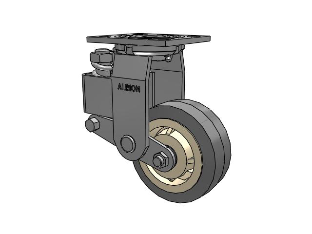 40 Series Top Plate Swivel Caster with 5 x 2 Grey Tread on Grey Core XS - X-tra Soft Rubber (Flat) - Prevenz Antimicrobial Wheel