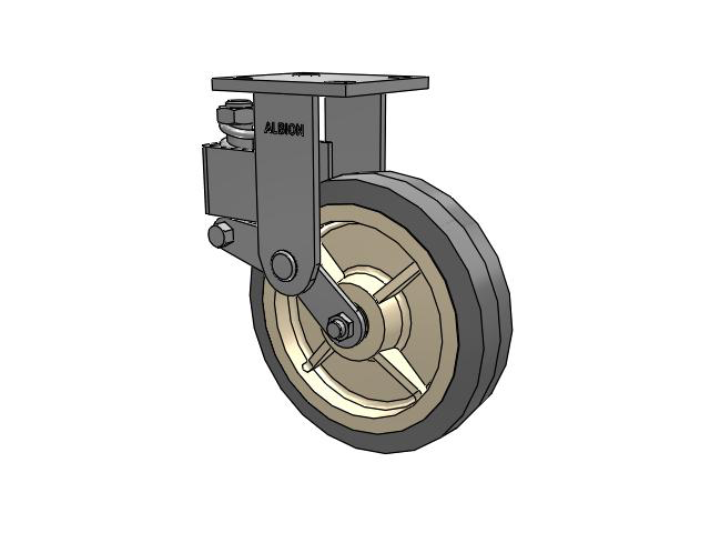 40 Series Top Plate Rigid Caster with 8 x 2 Grey Tread on Grey Core XS - X-tra Soft Rubber (Flat) - Prevenz Antimicrobial Wheel
