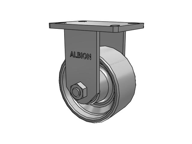 410 Series Top Plate Rigid Caster with 6 x 3 Grey Enamel CA - Cast Iron Wheel