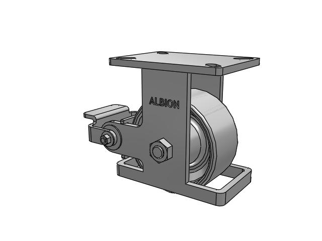 410 Series Top Plate Rigid Caster with 6 x 3 Grey Enamel CA - Cast Iron Wheel and Poly Cam Brake