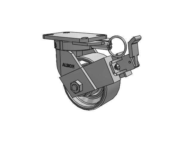 410 Series Top Plate Swivel Caster with 6 x 3 Grey Enamel CA - Cast Iron Wheel and Face Brake